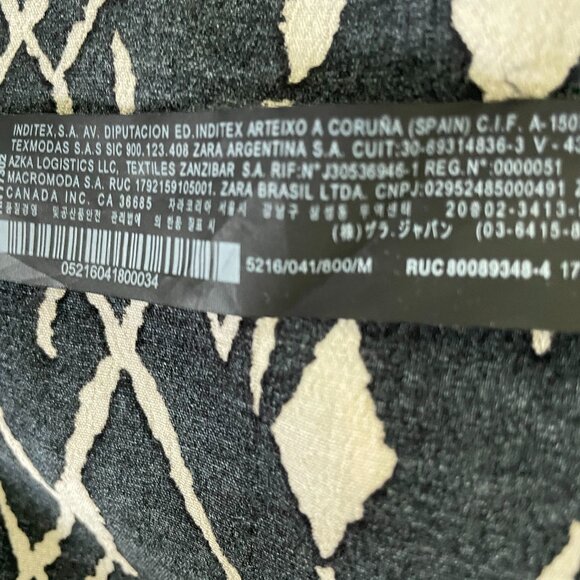 ZARA BLACK PRINTED SHIRT DRESS SIZE MEDIUM - Picture 9 of 10